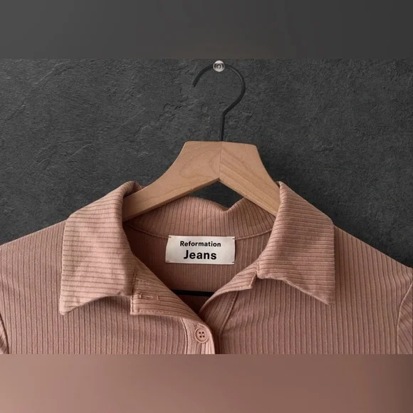 Reformation Jeans Tan Long Sleeve Dress Ribbed Amy Knit Dress Size XS - Picture 4 of 12